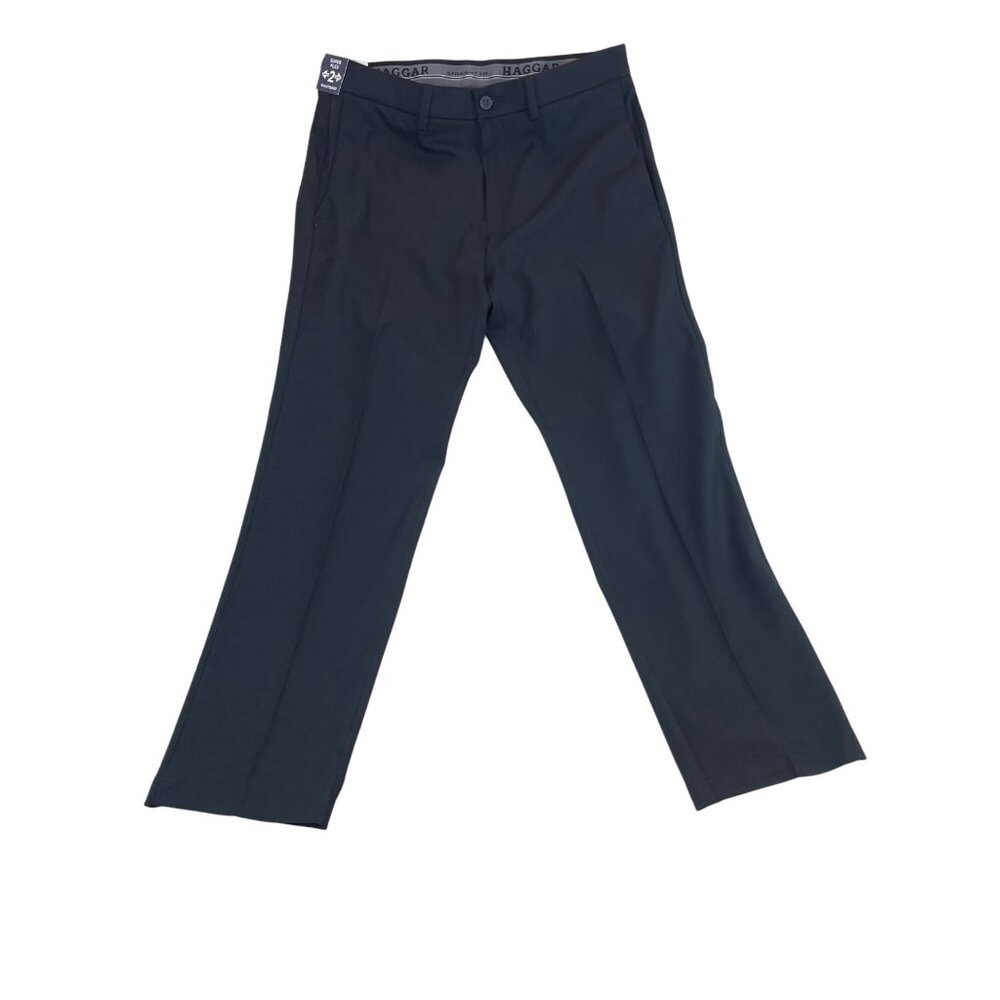 Haggar Mens Black Straight Fit Pants With Flex Waistband Sz 36x32 - New
